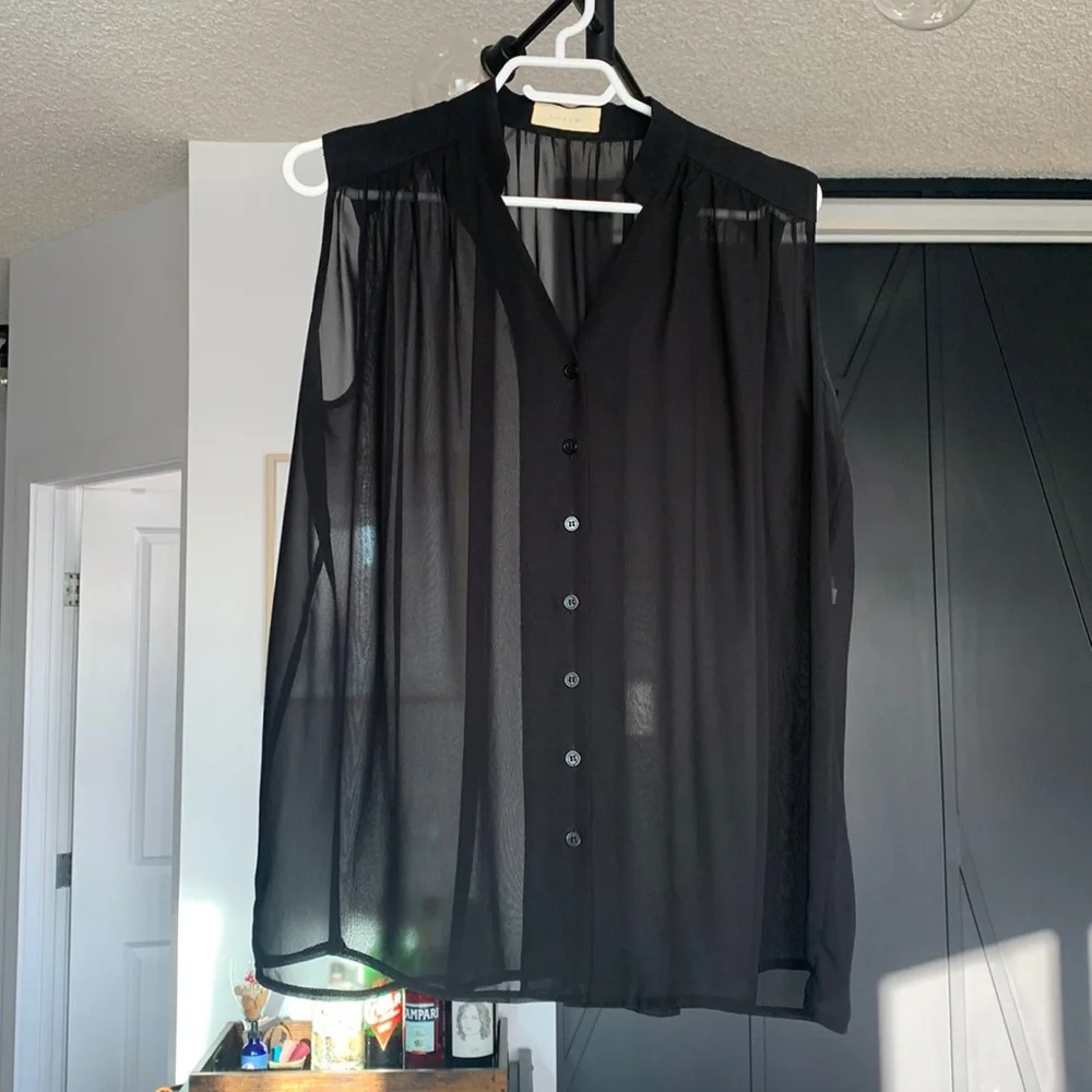 Oak & Fort Black Sheer Top - Picture 1 of 3